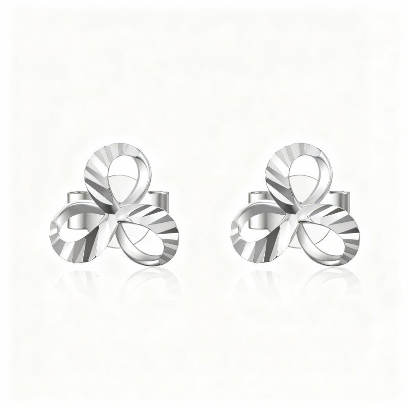 10K White Gold Shamrock Drop Earrings-1