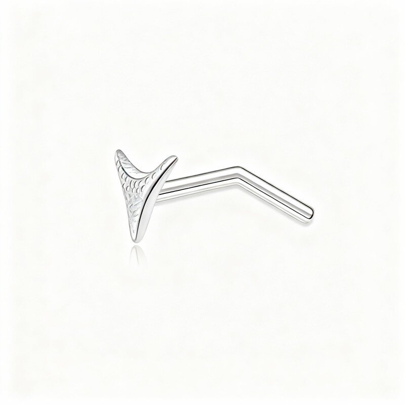 10K White Gold Shark Teeth Nose Ring-10