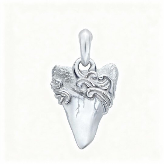 Platinum with White Gold Plated Shark Teeth Pendant Charms for Men