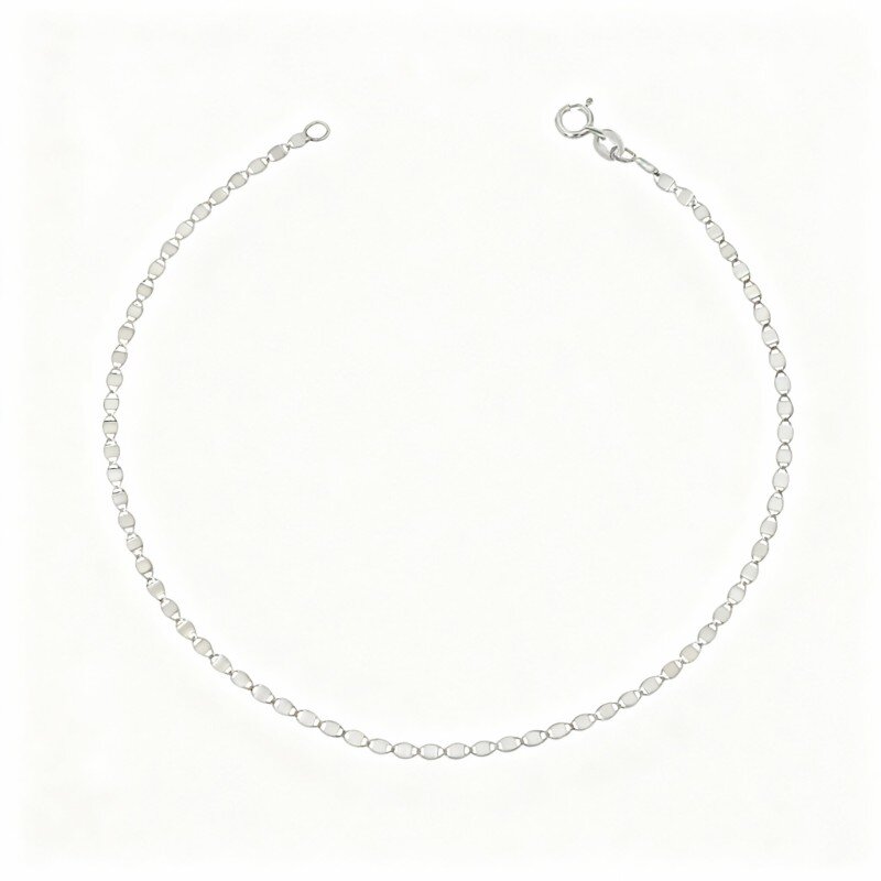 Tornozeleira de corrente única em platina com banho de ouro branco-1