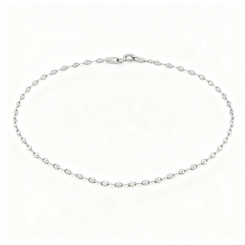 Tobillera de cadena simple de platino con baño de oro blanco-1