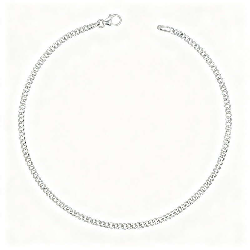 Chaîne de cheville simple en or blanc 10 carats-1