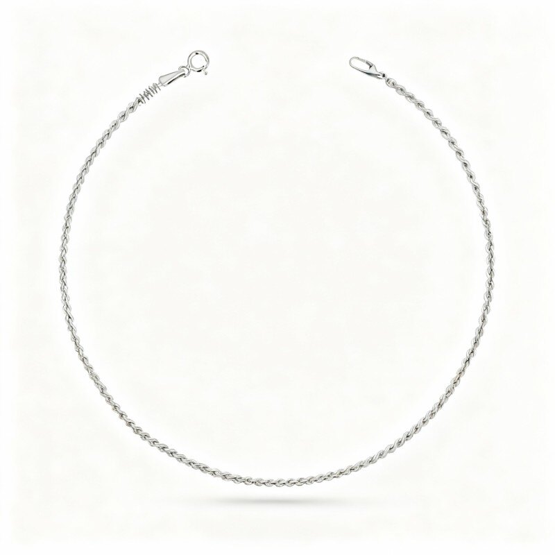 Chaîne de cheville simple en or blanc 10 carats-1