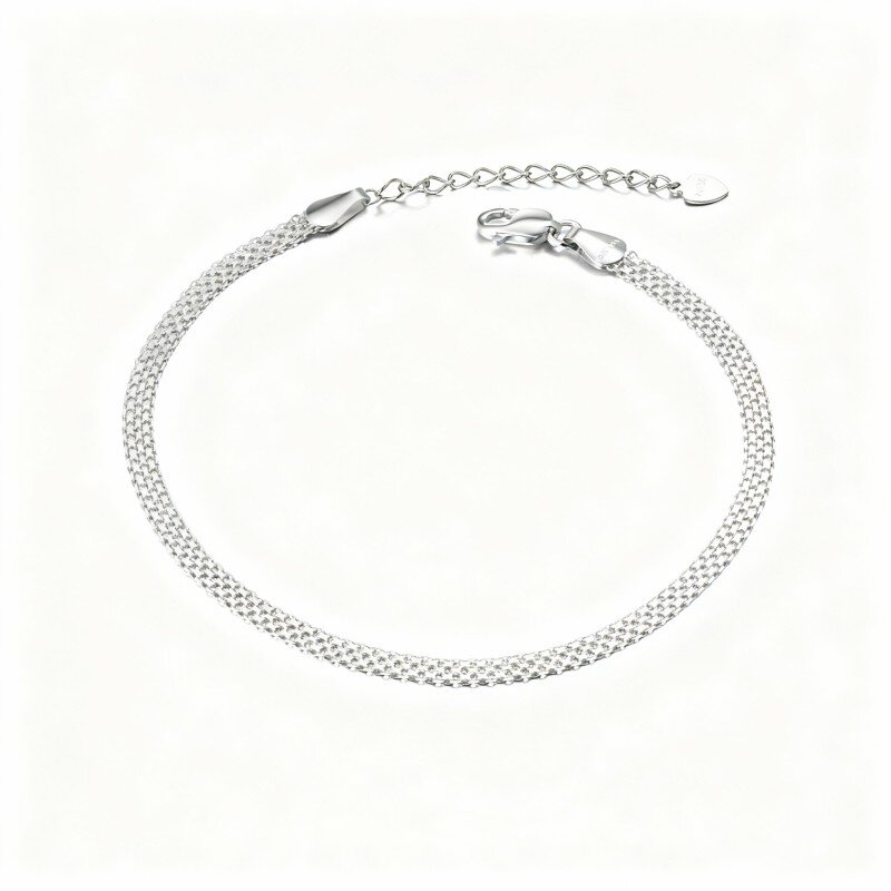 10K White Gold Single Chain Anklet-1