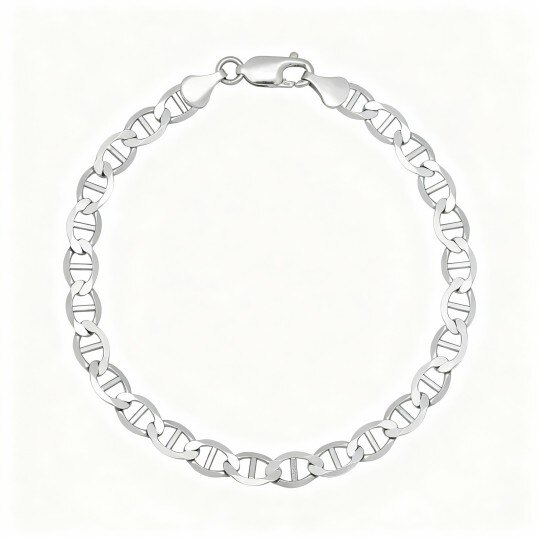 Tornozeleira de corrente única em ouro branco 10K