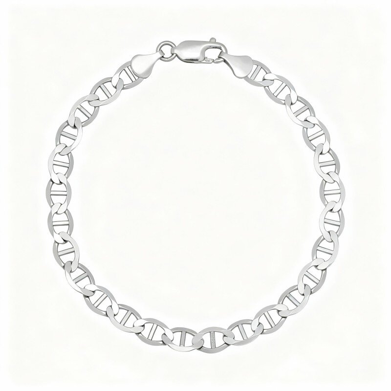 Tobillera de cadena simple de oro blanco de 10 quilates-1