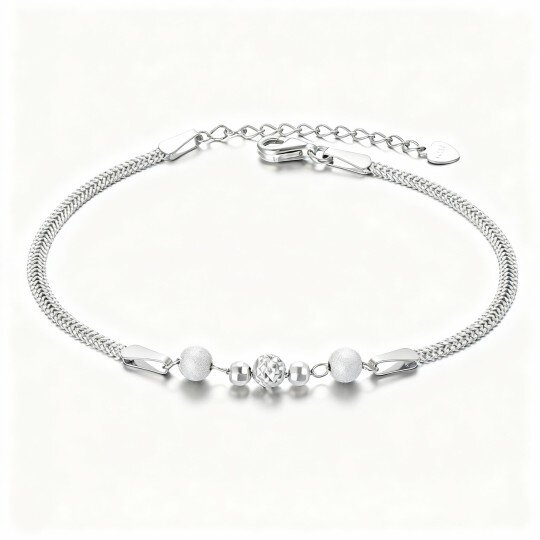 10K White Gold Single Layer Charm Anklet
