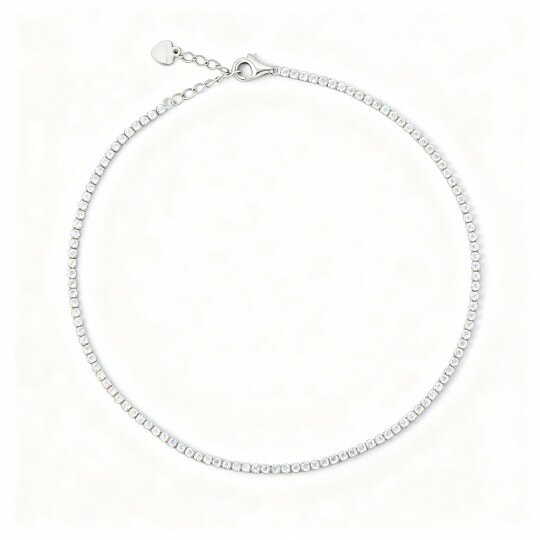 Fußkettchen aus 10-karätigem Weißgold mit Zirkonia-Besatz