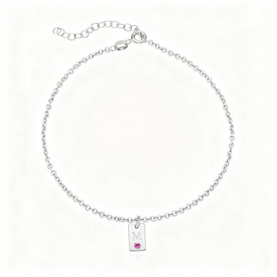 10K Weißgold einreihiger Charm-Fußkettchen