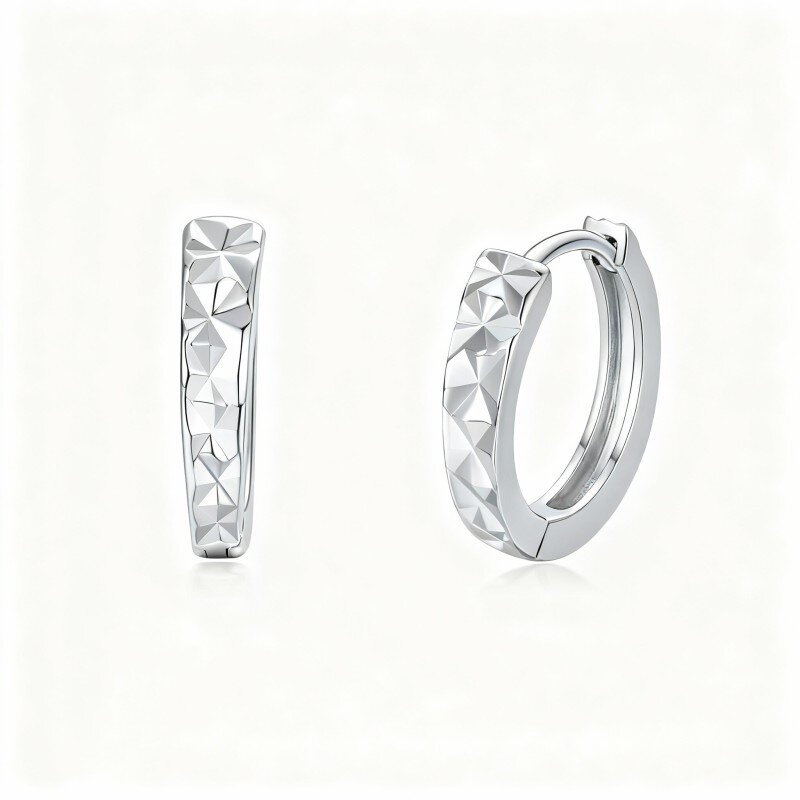 10K White Gold Sisters Hoop Earrings-11