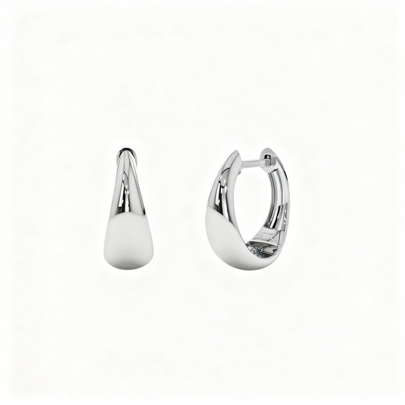10K White Gold Sisters Hoop Earrings-1