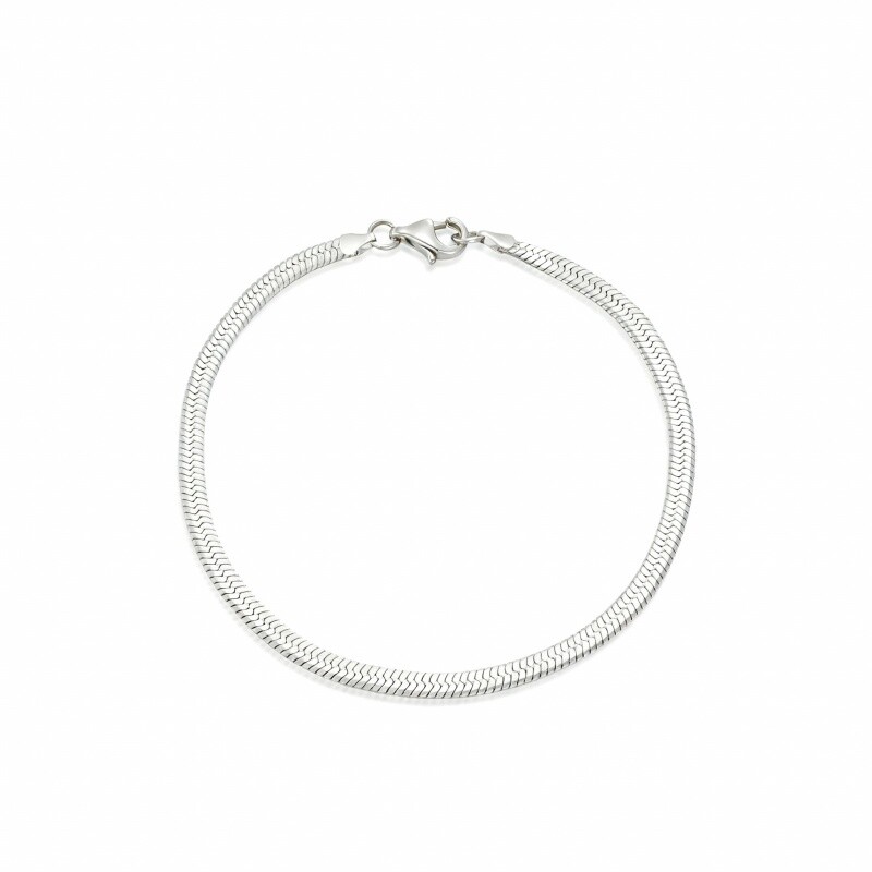 10K White Gold Snake Chain Bracelet-16