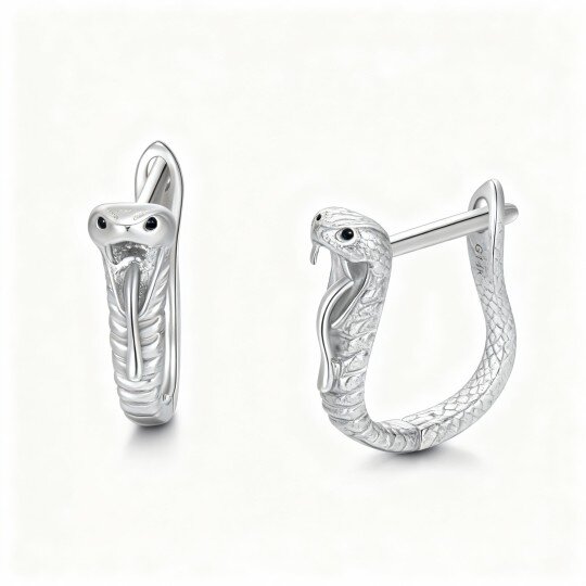 10K White Gold Snake Stud Earrings