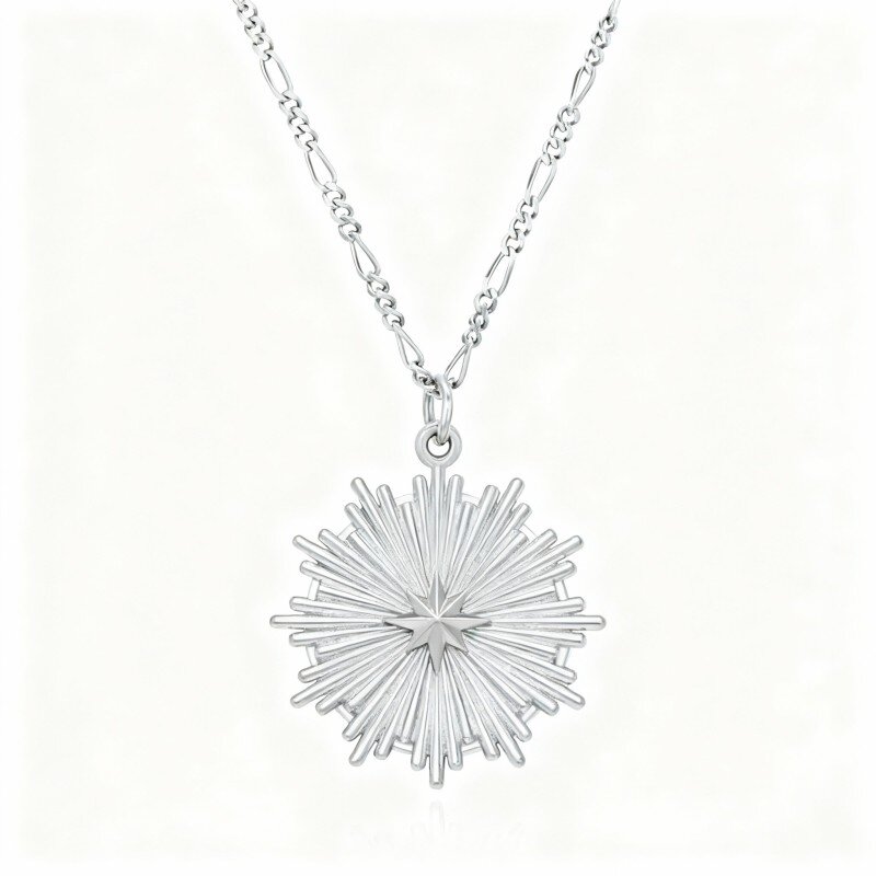 14K White Gold Snowflake Pendant Necklace-1