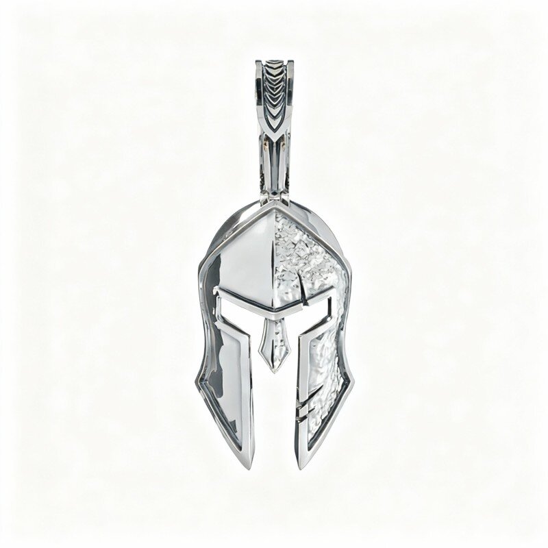10K White Gold Spartan Warrior Pendant Charms for Men-1