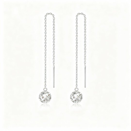 10K White Gold Spherical Drop Earrings
