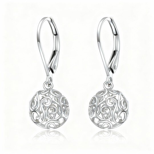 Brincos de gota esféricos em ouro branco 10K