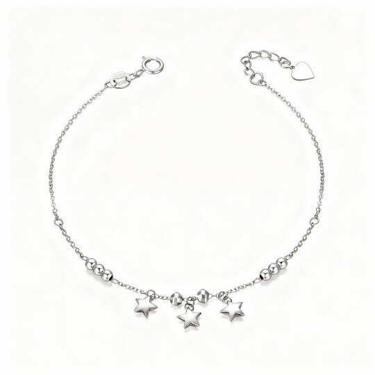 10K White Gold Star Charm Bracelet