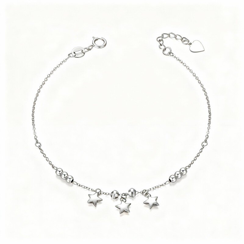 Pulseira com pendente estrela em ouro branco 10K-3