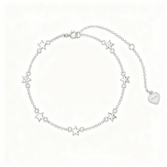 10K White Gold Star Charm Bracelet