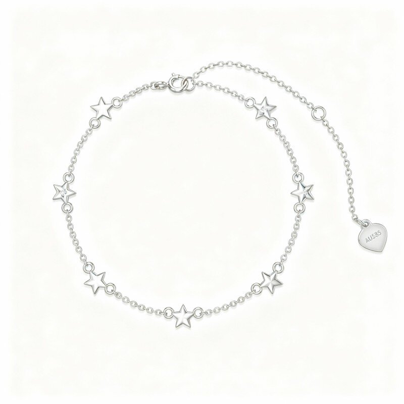 Pulseira com pendente estrela em ouro branco 10K-18