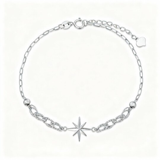 10K White Gold Star Charm Bracelet