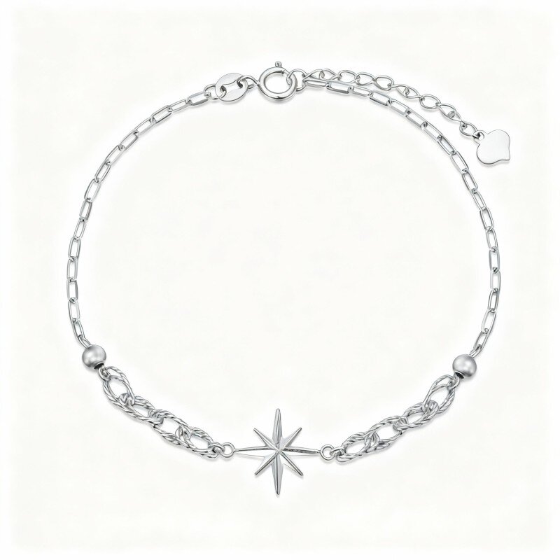 Pulseira com pendente estrela em ouro branco 10K-5