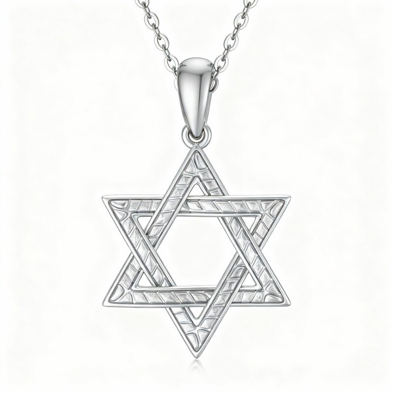 Halskette mit Davidstern-Anhänger aus 10-karätigem Weißgold-18