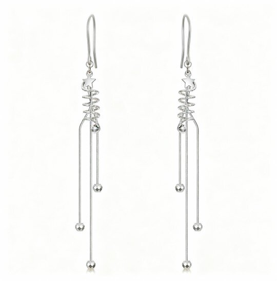 Brincos de gota em ouro branco 10K com design de estrela