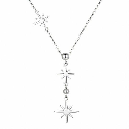 10K White Gold Star Non-adjustable Y-Necklace