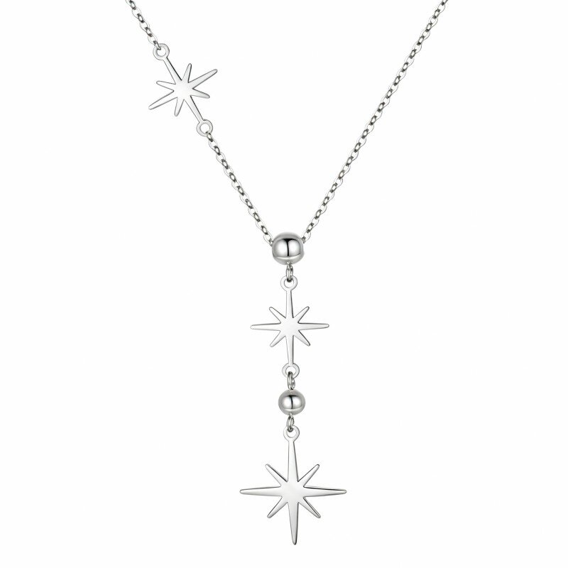 Naszyjnik w kształcie gwiazdy z białego złota próby 10K, nieregulowany, w kształcie litery Y-17