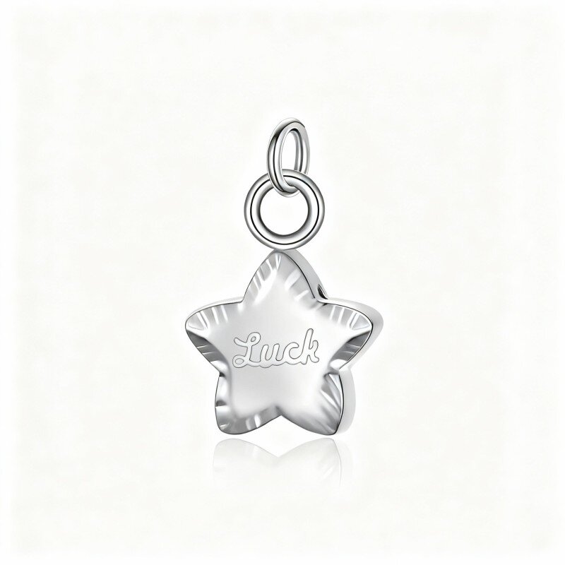 10K White Gold Star Pendant Charms-9