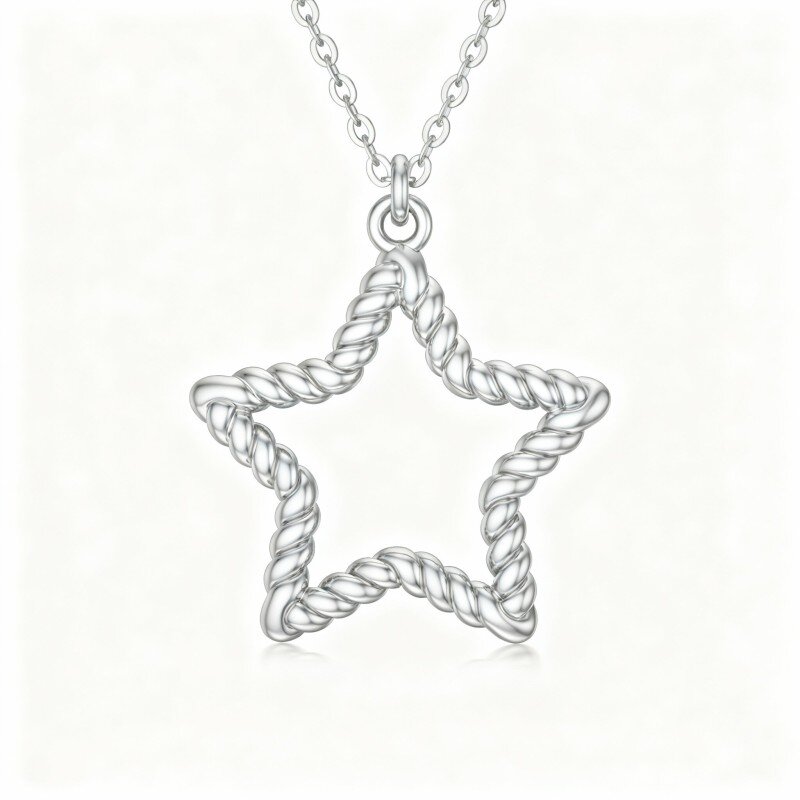 Collar con colgante de estrella de oro blanco de 10 quilates-8