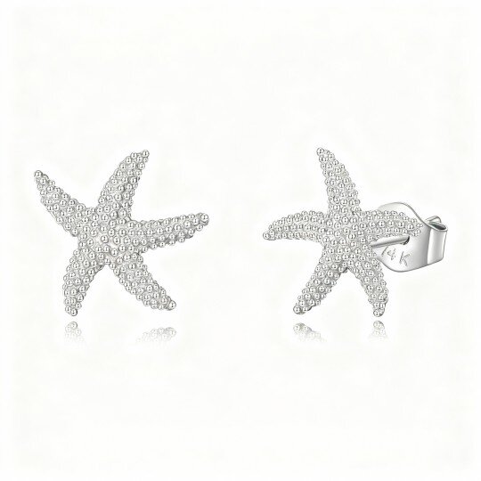 Seestern-Ohrstecker aus 10-karätigem Weißgold