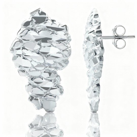 Brincos de pino em ouro branco 10K