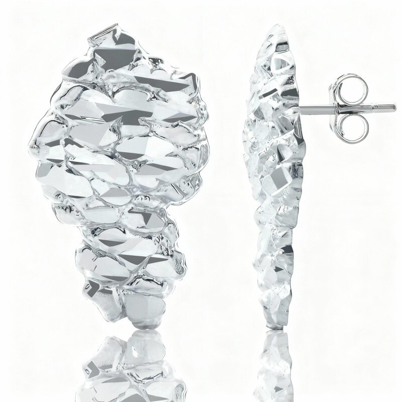 Platinum with White Gold Plated Stud Earrings-1