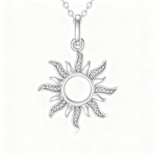 Collier pendentif soleil en or blanc 10 carats