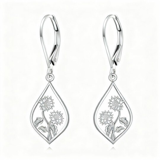 Brincos girassol em ouro branco 10K