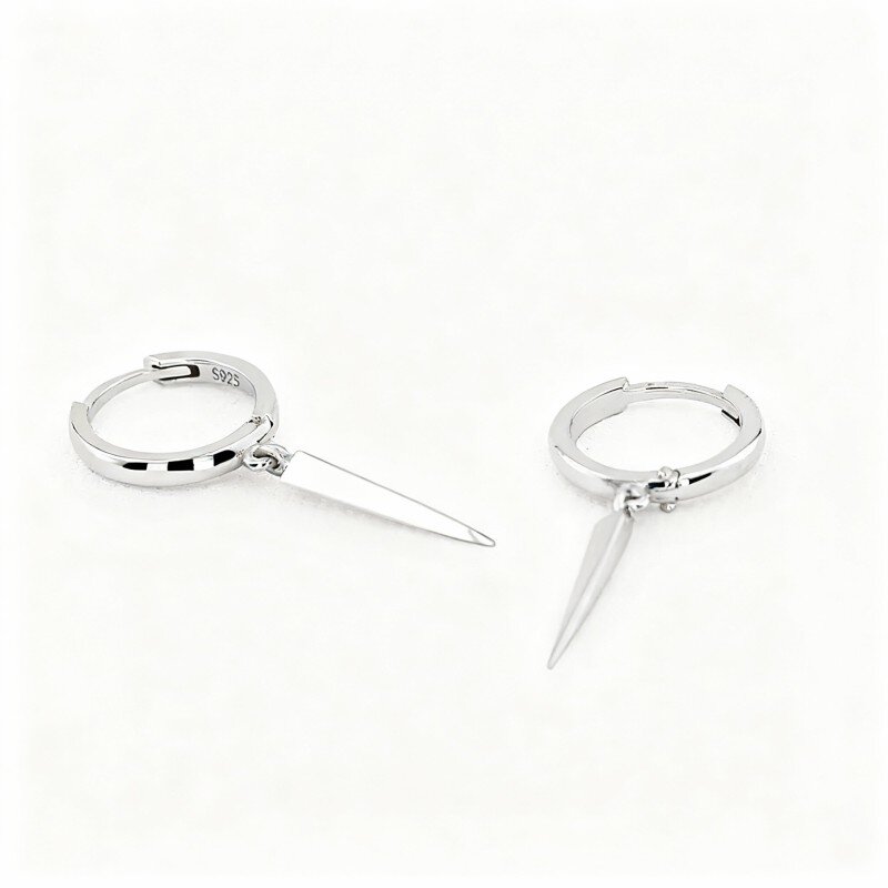 10K White Gold Sword Drop Earrings-11