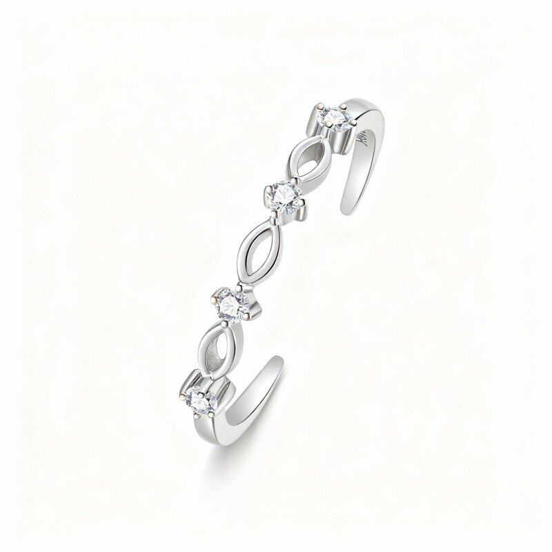 10K White Gold Cubic Zirconia Toe Ring-1