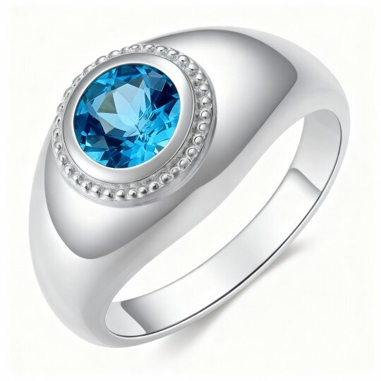 Anillo de oro blanco de 10 quilates con topacio para parejas, padres, hijas, hijos, profesores y más.