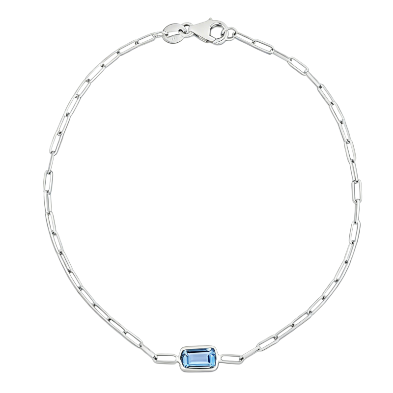 Pulsera de clip de papel con topacio en oro blanco de 10 quilates-1