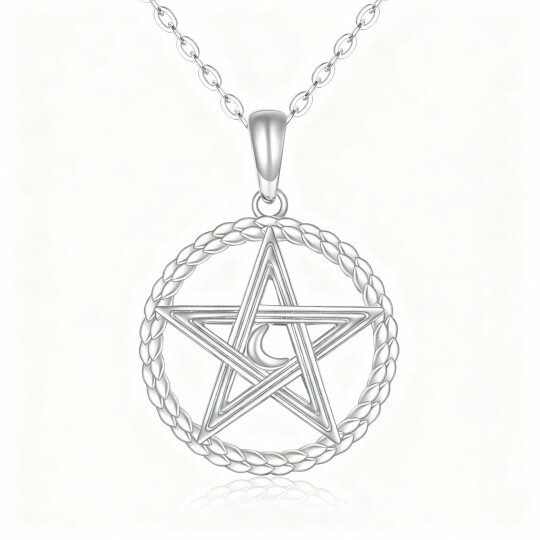 Collana con ciondolo in oro bianco 9K con albero della vita, nodo celtico e luna