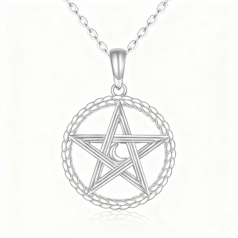 Collar con colgante de oro blanco de 9 quilates con árbol de la vida, nudo celta y luna-19