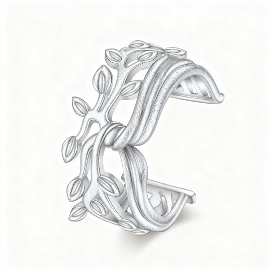 Pendientes de aro Árbol de la Vida de oro blanco de 14 quilates