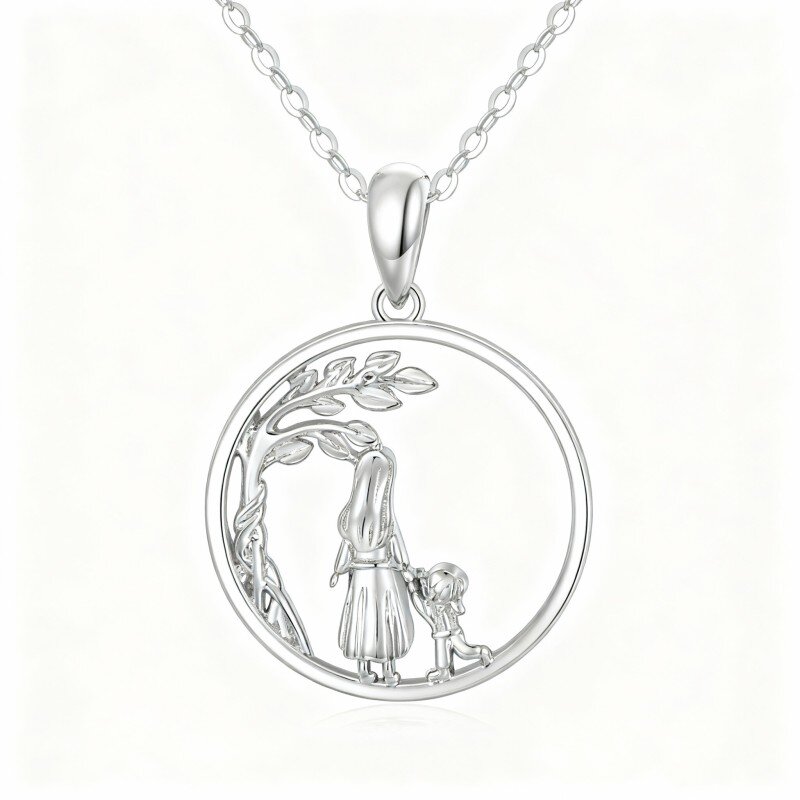 Colar com pendente Árvore da Vida e Mãe e Filha em ouro branco 10K-3