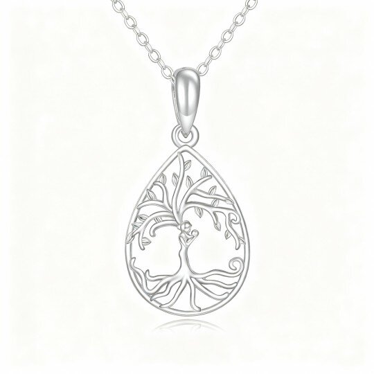 Halskette mit Anhänger in Form des Lebensbaums aus 10-karätigem Weißgold