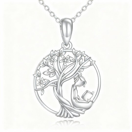 10K White Gold Tree Of Life Pendant Necklace