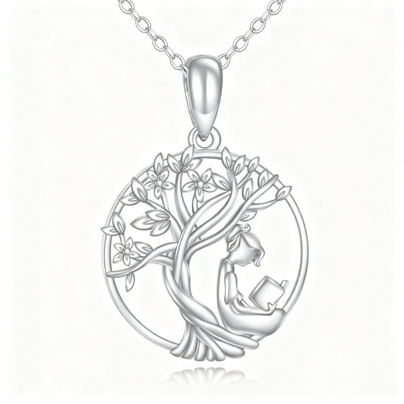 10K White Gold Tree Of Life Pendant Necklace-16