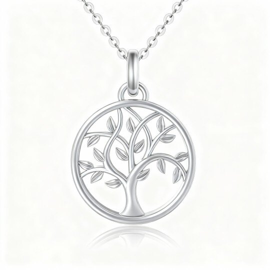 Collier pendentif Arbre de Vie en or blanc 10 carats